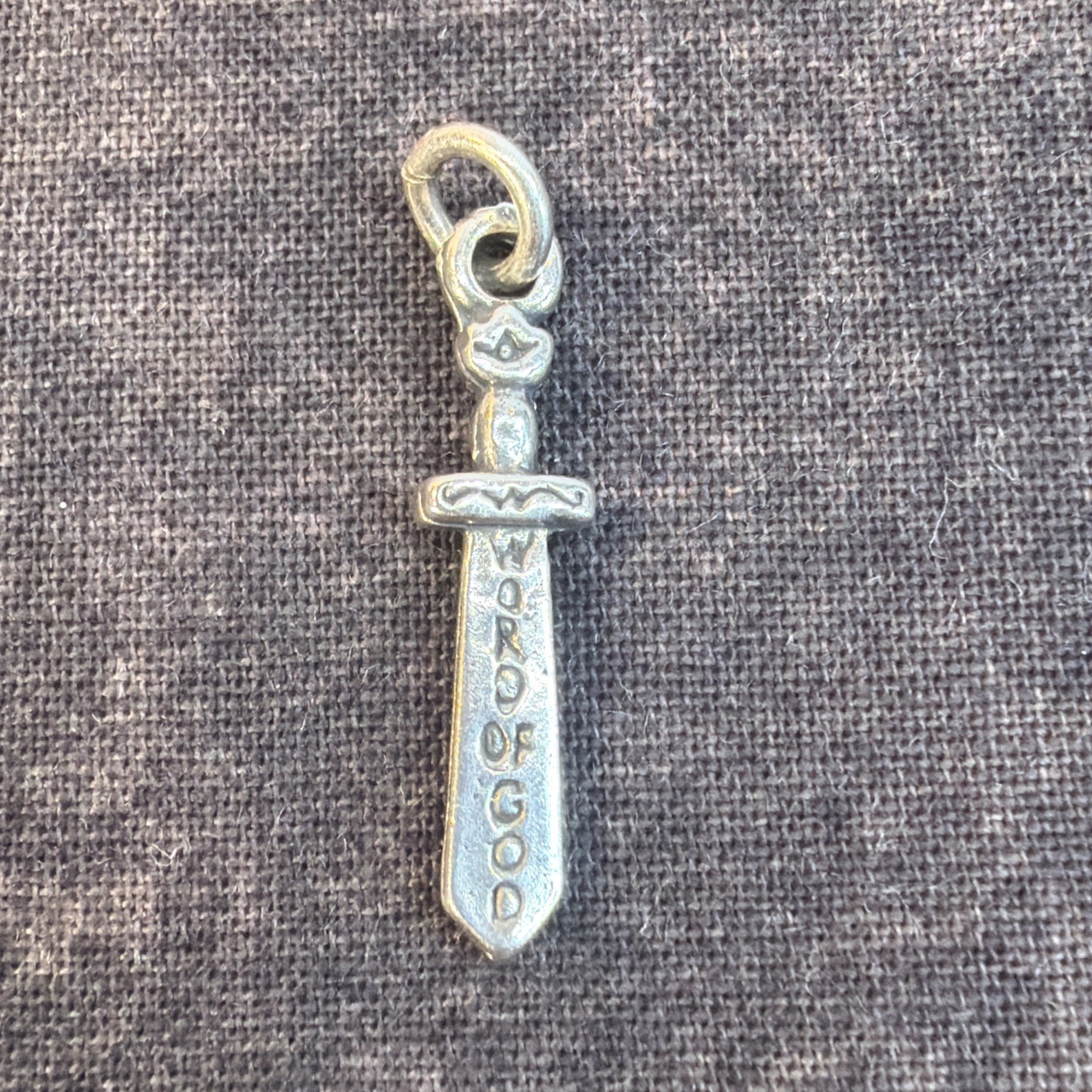 Word Of God/Armor Of God Sword Charm, 925 Sterling Silver, 15/16” Plus Jump Ring