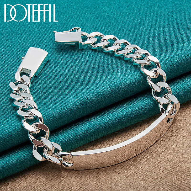925 Sterling Silver 10mm Men Chain Geometric Bracelet Luxury Fashion Jewelry