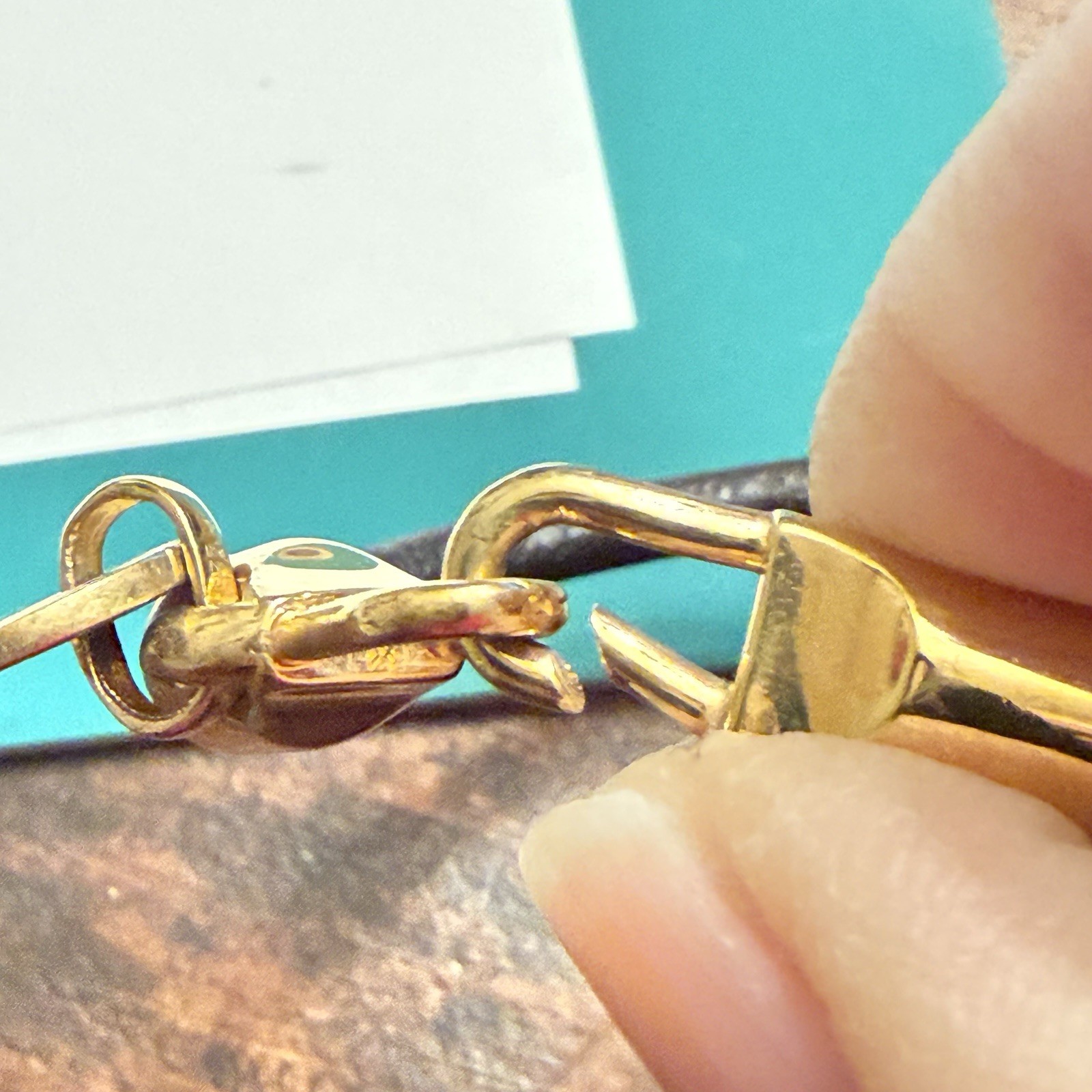 Vintage Bracelet Bronze Milor Italy Bangle Charm Leather Cord Gold Tone Metal L