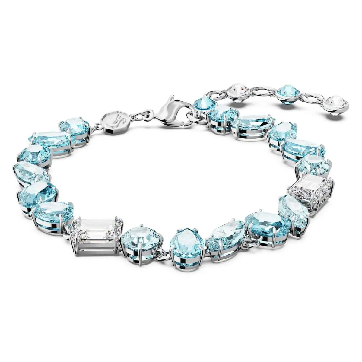 Swarovski Gema Mixed-Cut Crystal Bracelet Blue Rhodium Plated 5666018 New