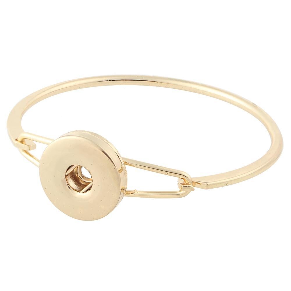 Snap Jewelry Gold Hinge Bangle Bracelet fits 18-20mm Ginger Style Charms NEW