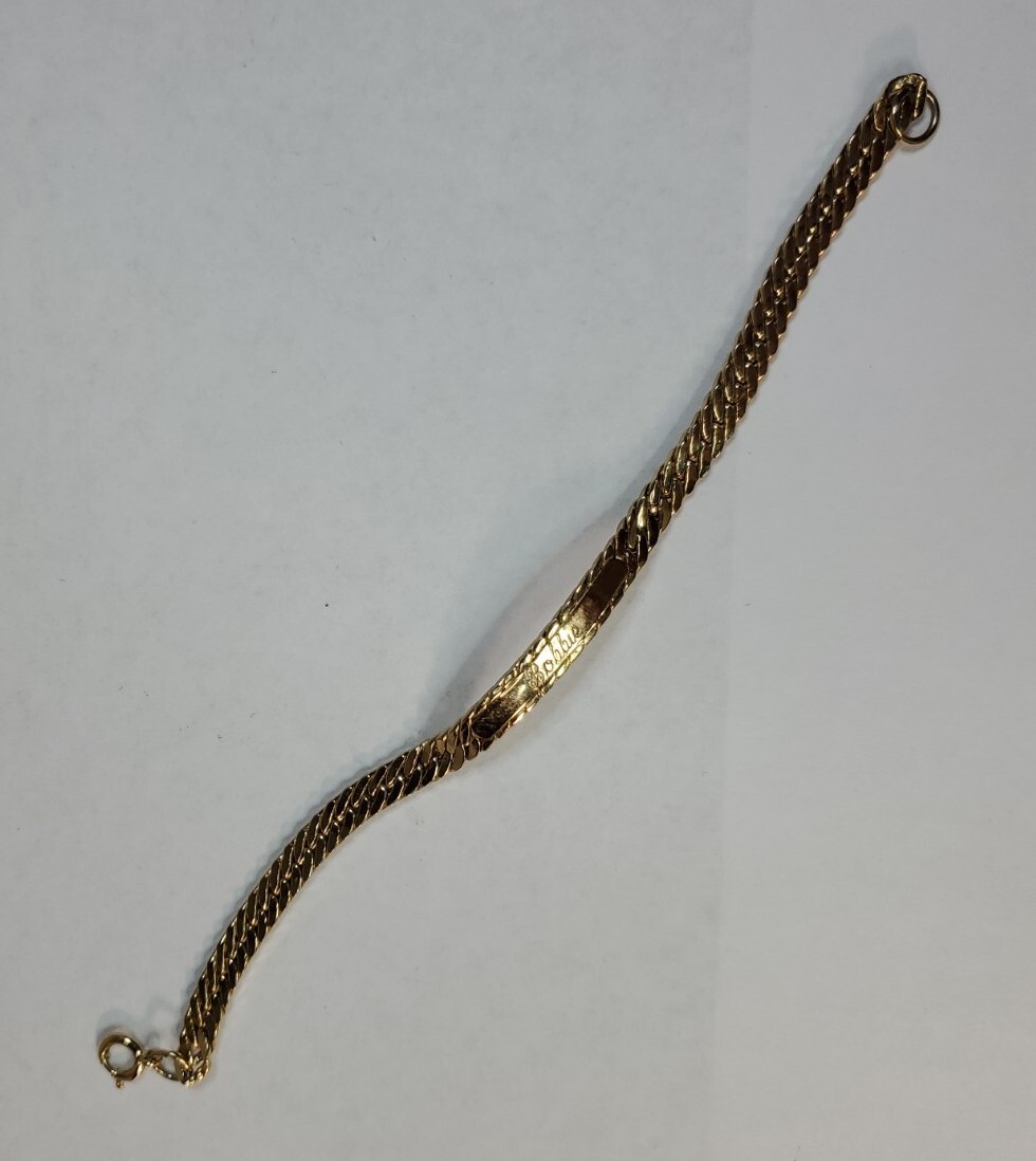 Speidel USA ID Bracelet Gold Tone Snake Chain Name Engraved “”Bobbie”” 6.5″ Long