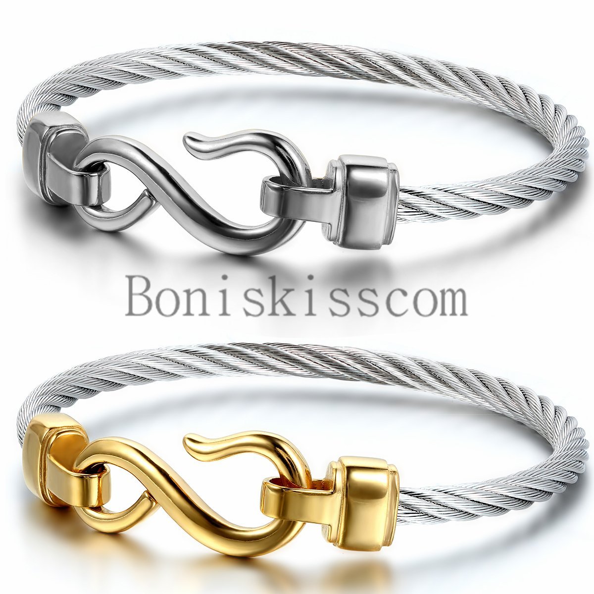 Love Infinity Symbol Charm Stainless Steel Cable Women’s Cuff Bangle Bracelet