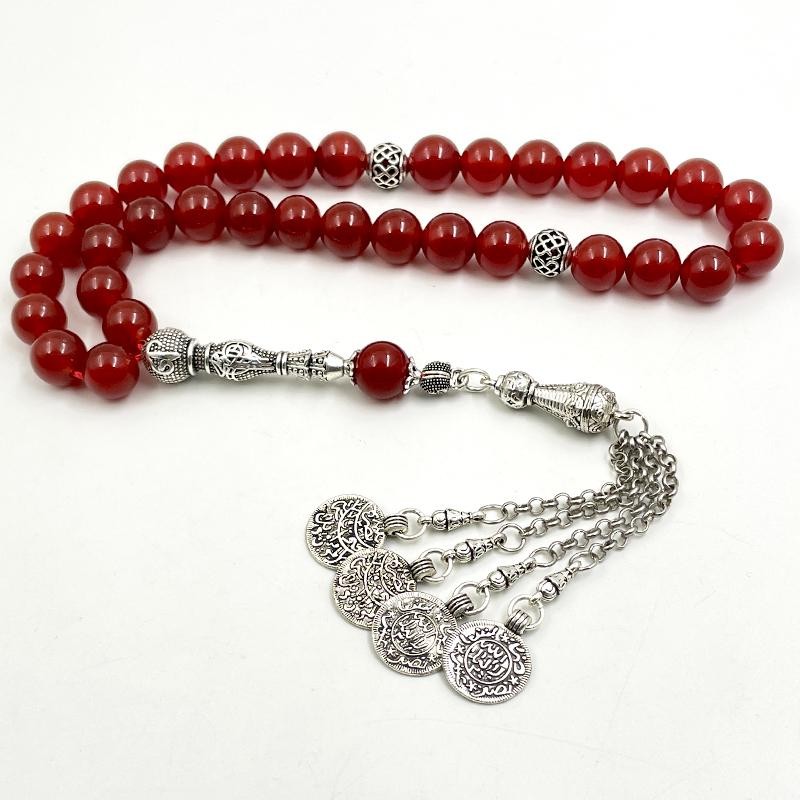 Natural Rosary Brazil Red Agate Tasbih Islamic Misbaha Prayer Beads Muslim Gift