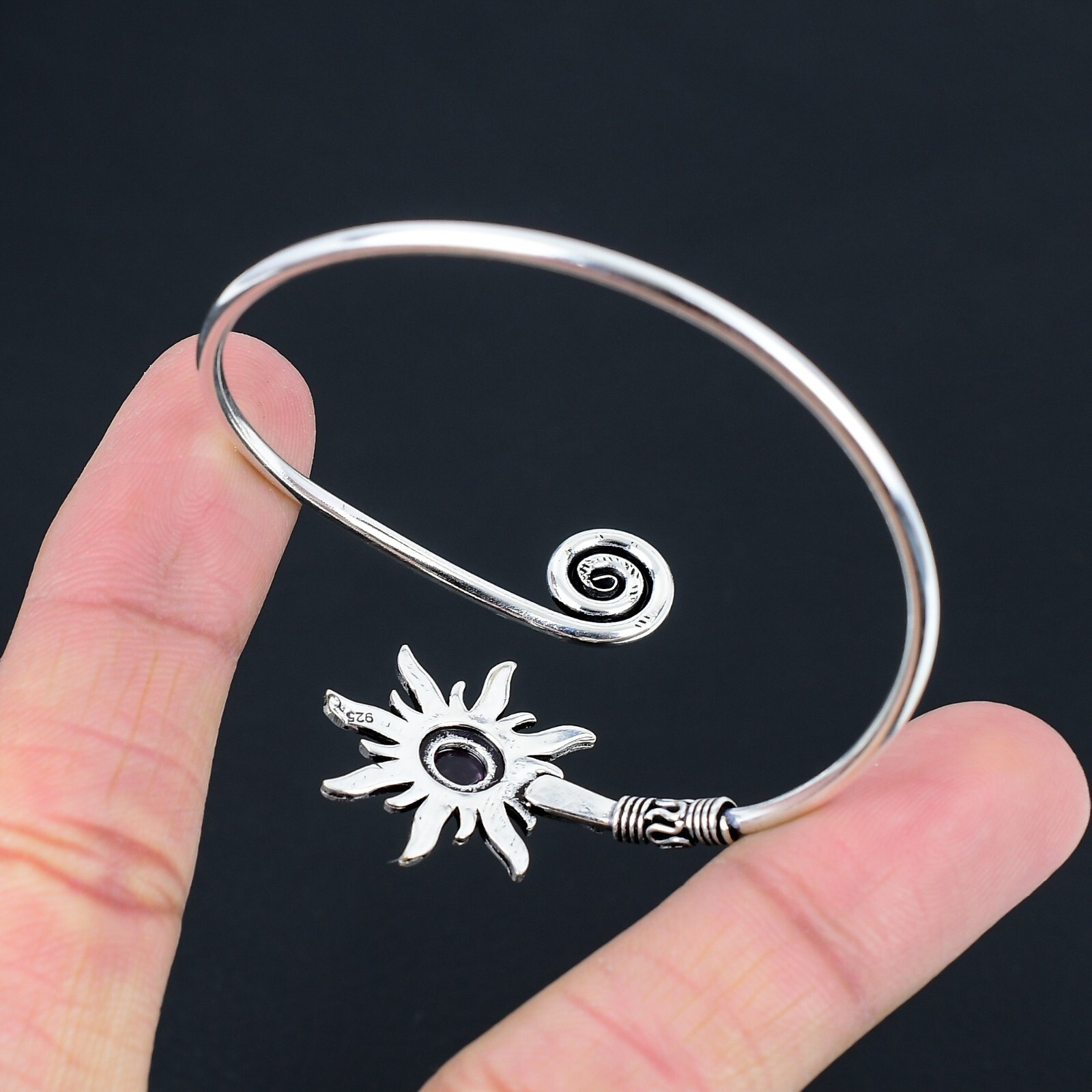Amethyst Gemstone Ethnic Handmade Adjustable Bangle Jewelry Gift BB-016