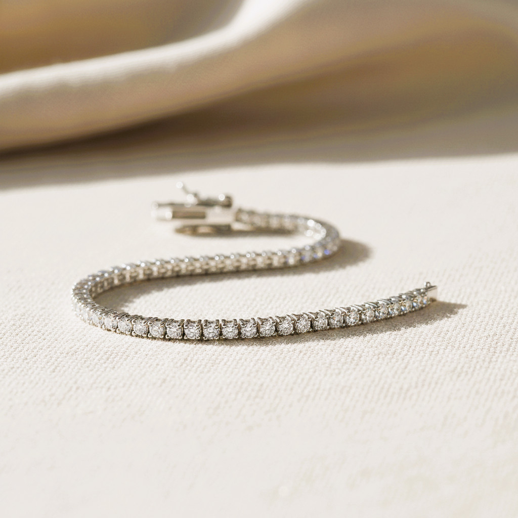 925 Solid Sterling Silver Round Brilliant CZ Tennis Bracelet 2.5mm 3mm 4mm 5mm