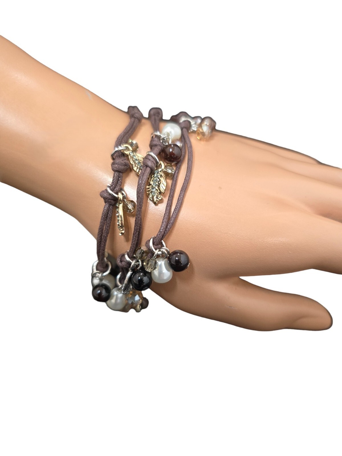 Vera Bradley Women’s Feather’s Brown Multi Color Faux Pearl Bracelet NWT