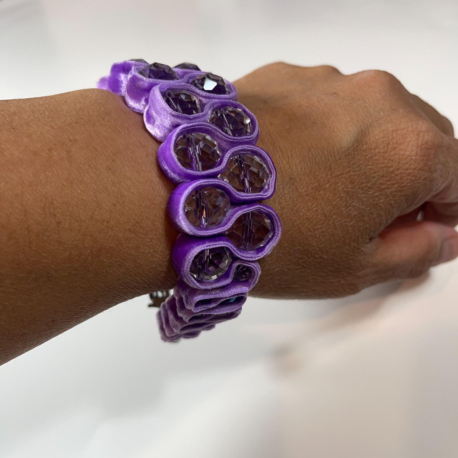 Unique Handmade Crystal Bracelet Prom Option colors: Brown, Green, Purple, Gray