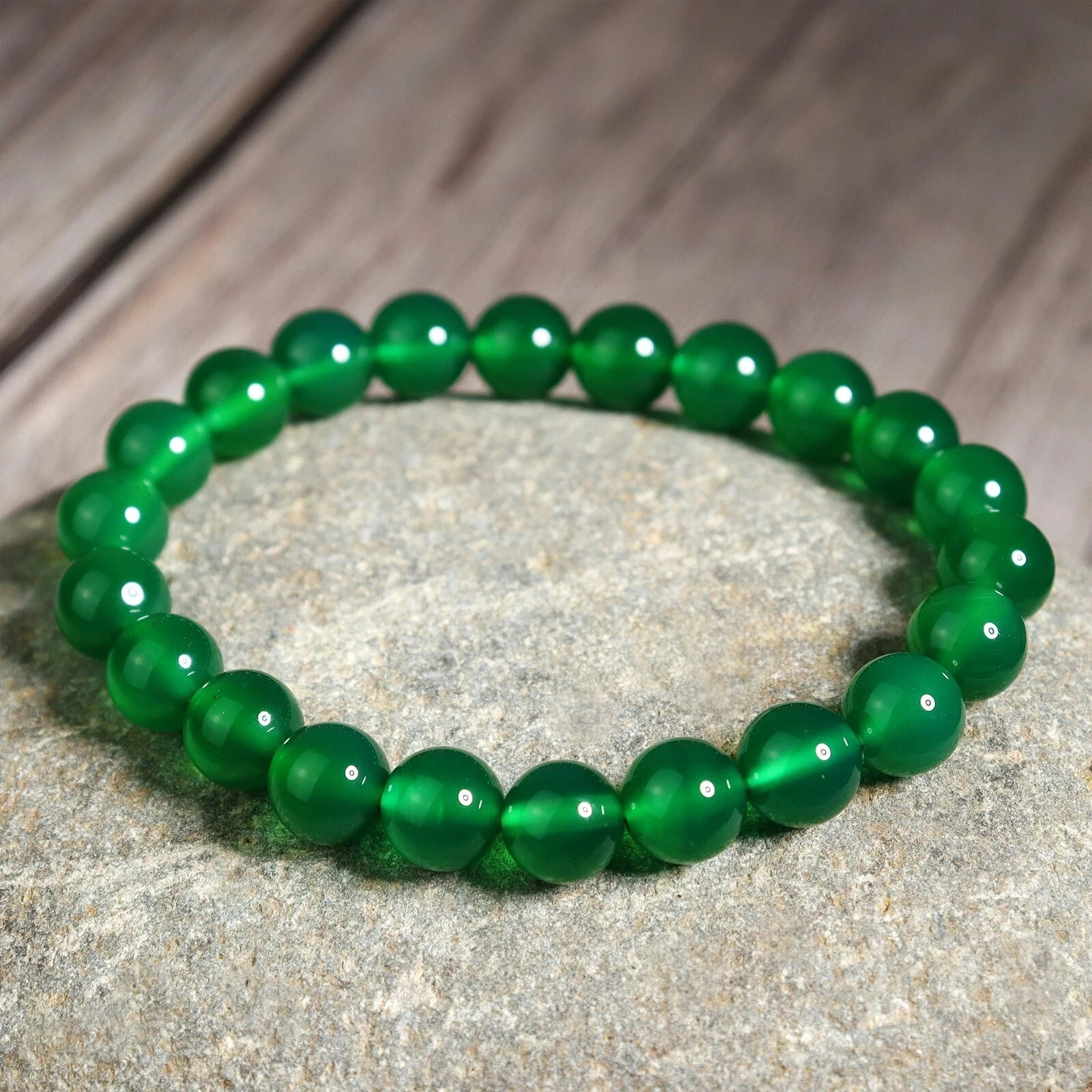Genuine Emerald Stone Bracelet Green Gemstone Healing Women’s Stretch Bracelet