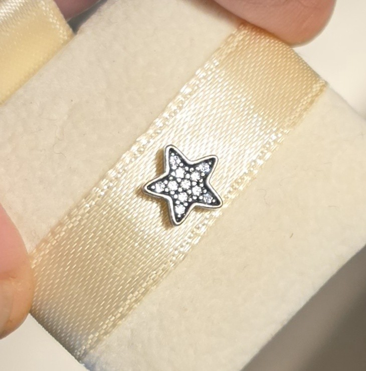 ~AUTHENTIC “PANDORA” ALE 925 STERLING SILVER w/ CZ FLOATING LOCKET “STAR” CHARM~