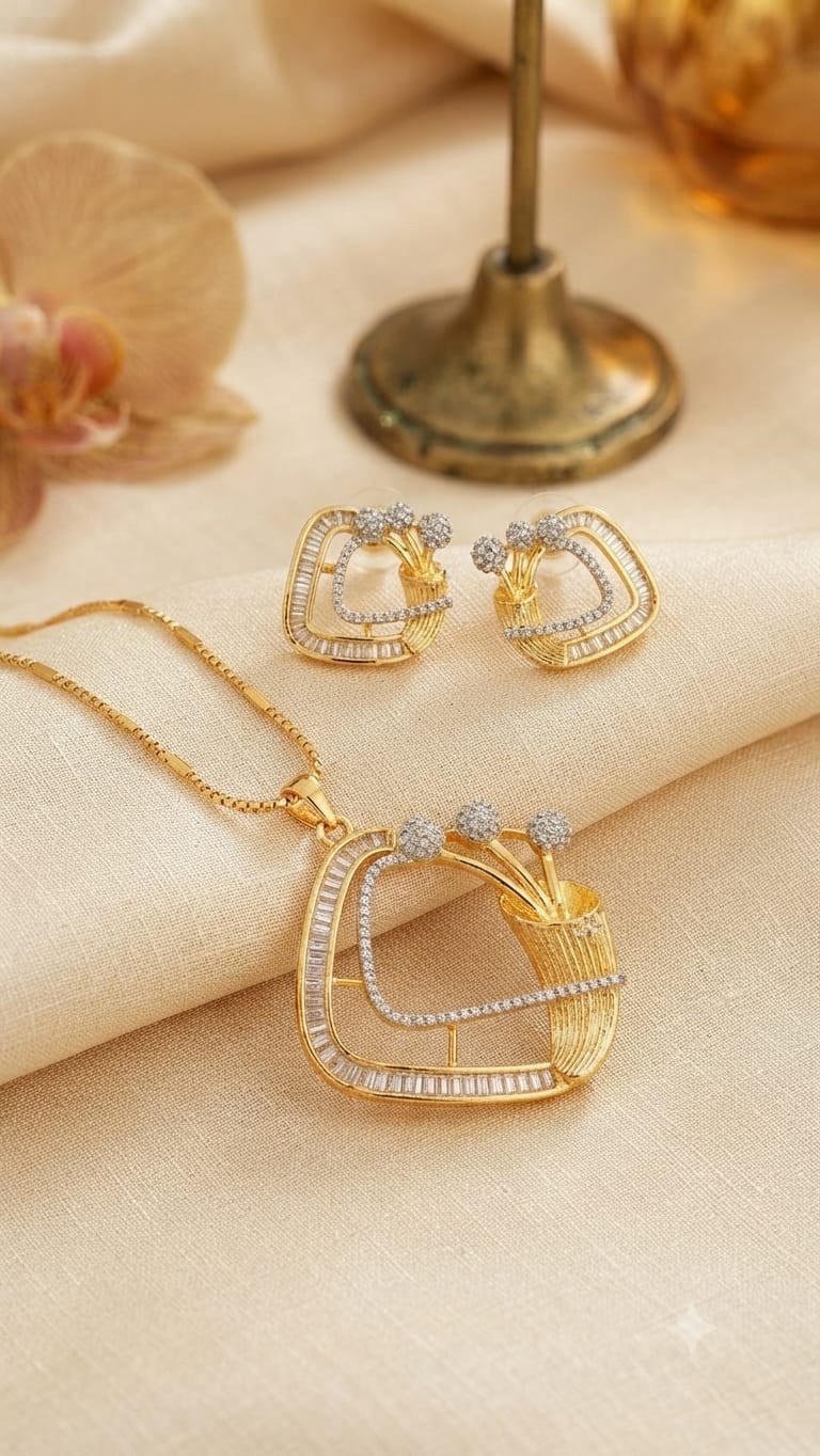 Indian Bollywood Necklace Earrings Jewelry Set Ethnic Bridal CZ AD Women Gift