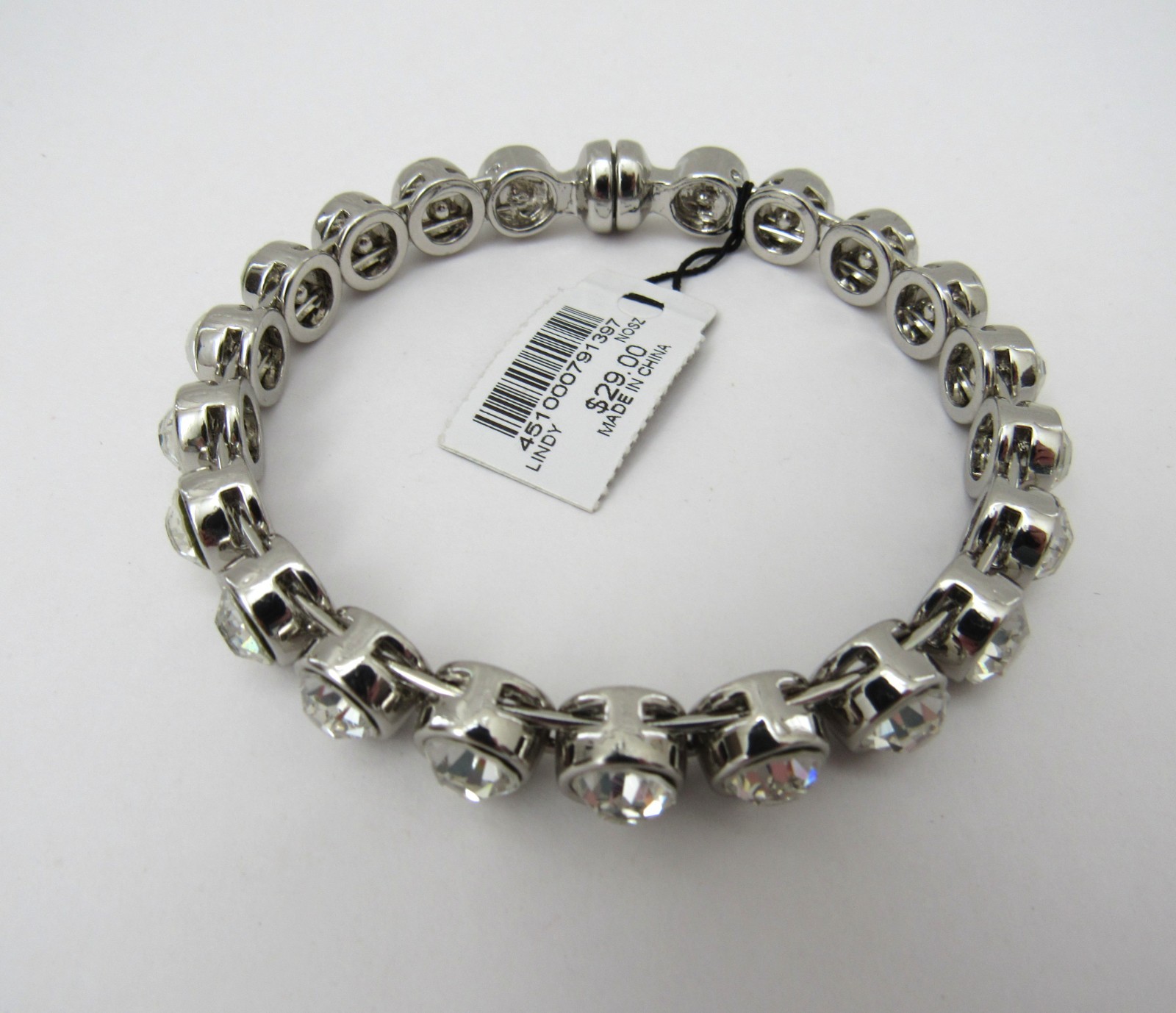 NWT!! CHICO’S LINDY SILVER-TONE RHINESTONE MAGNETIC CLASP STATEMENT BRACELET OSZ