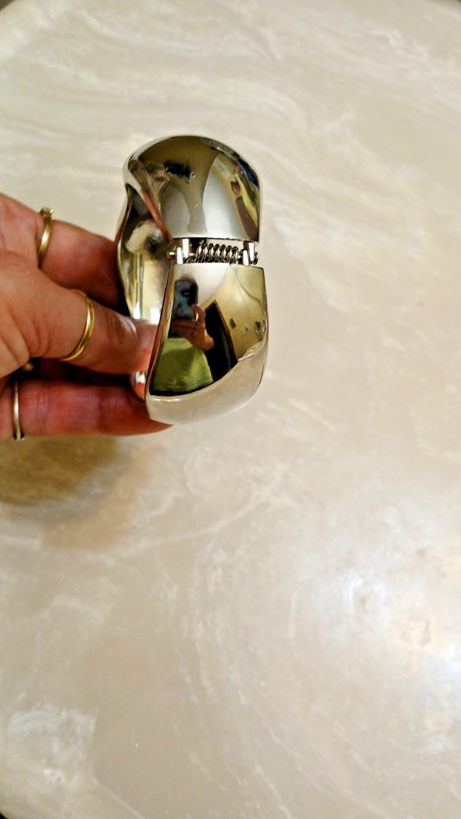 womens silver cuff bracelet new without tags hinge clasp