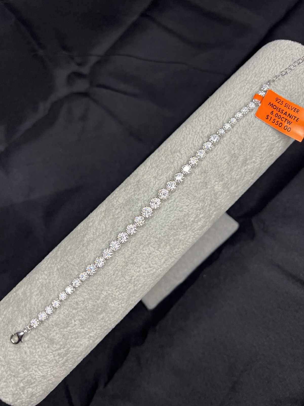 Moissanite 925 Sterling Silver Tennis Bracelet 6.00 CTW Adjustable Lobster