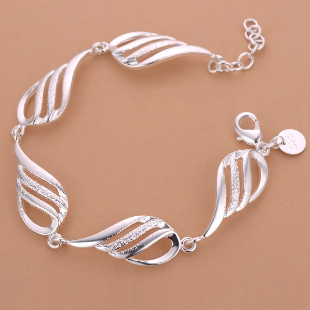 925 Sterling Silver Bracelet Bead Chain Women Wedding Engagement Gift