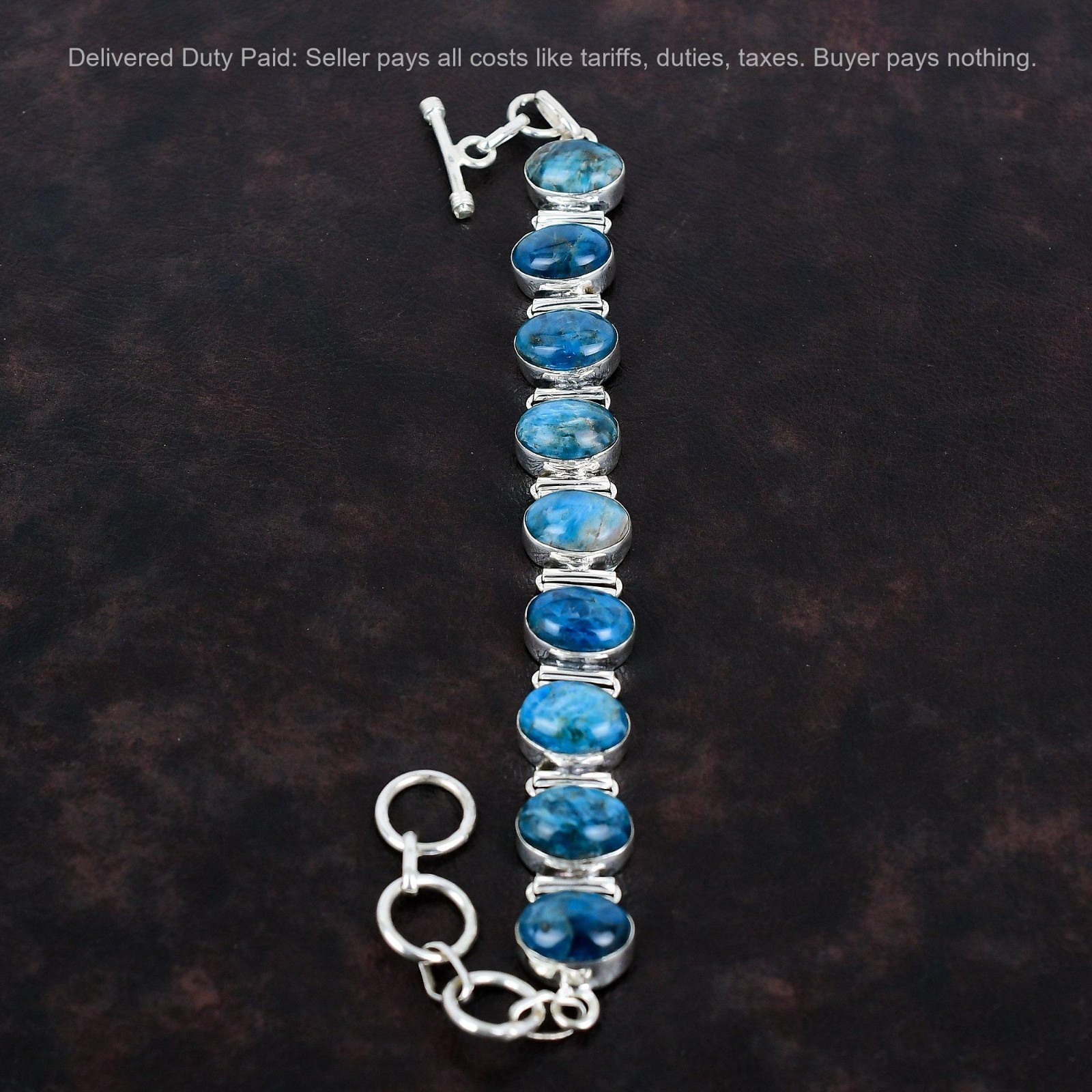 Oval Neon Apatite Stone Bezel Birthday Chain Daughter Trendy Bracelet 925 Silver