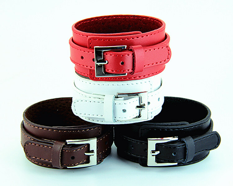 Men Leather Bracelet Adjustable Retro Punk Pin Buckle Male Cuff Bangle Best Gift