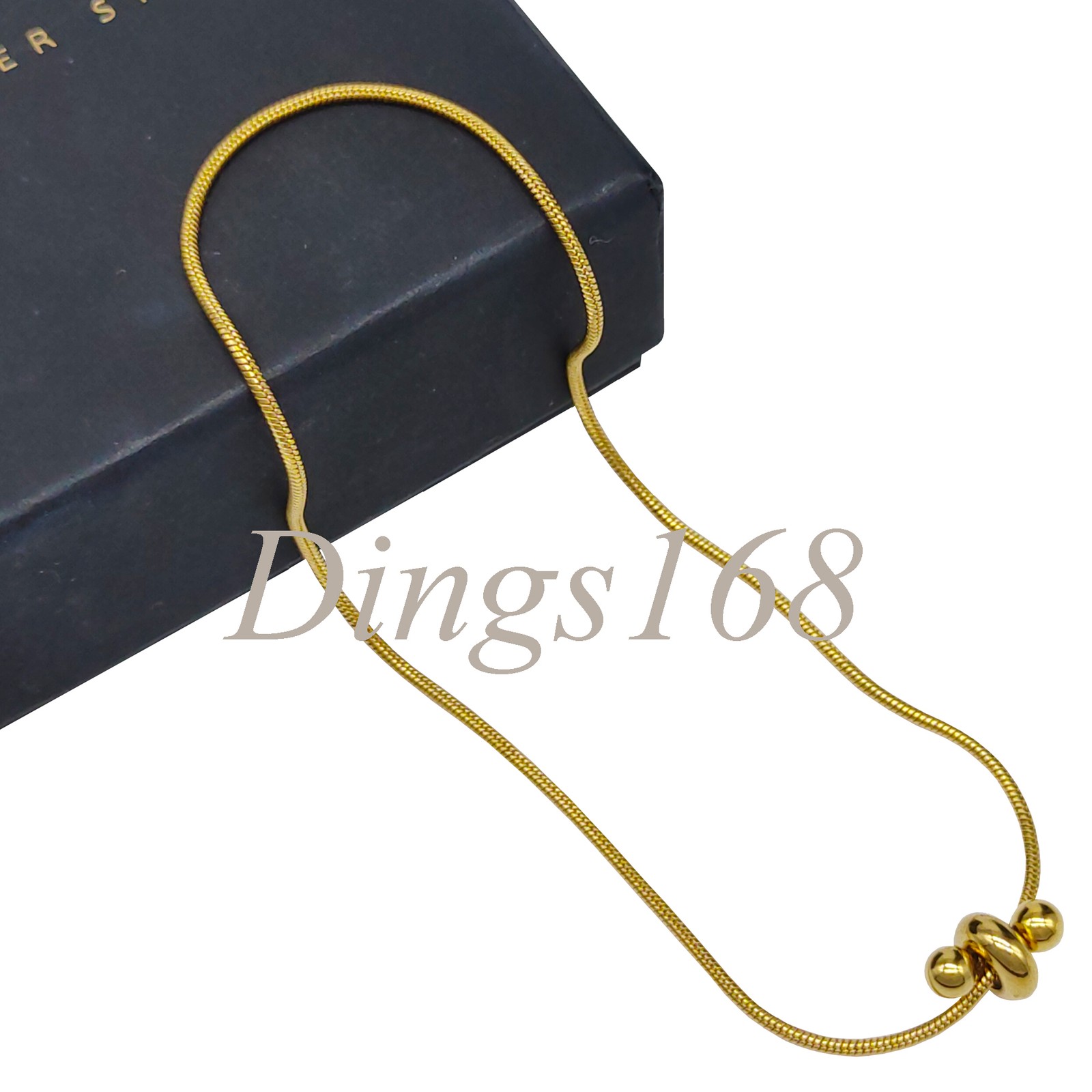 Solid 18K Yellow Gold Filled 9 inch 1mm Thin Movable Buckle Snake Chain Bracelet
