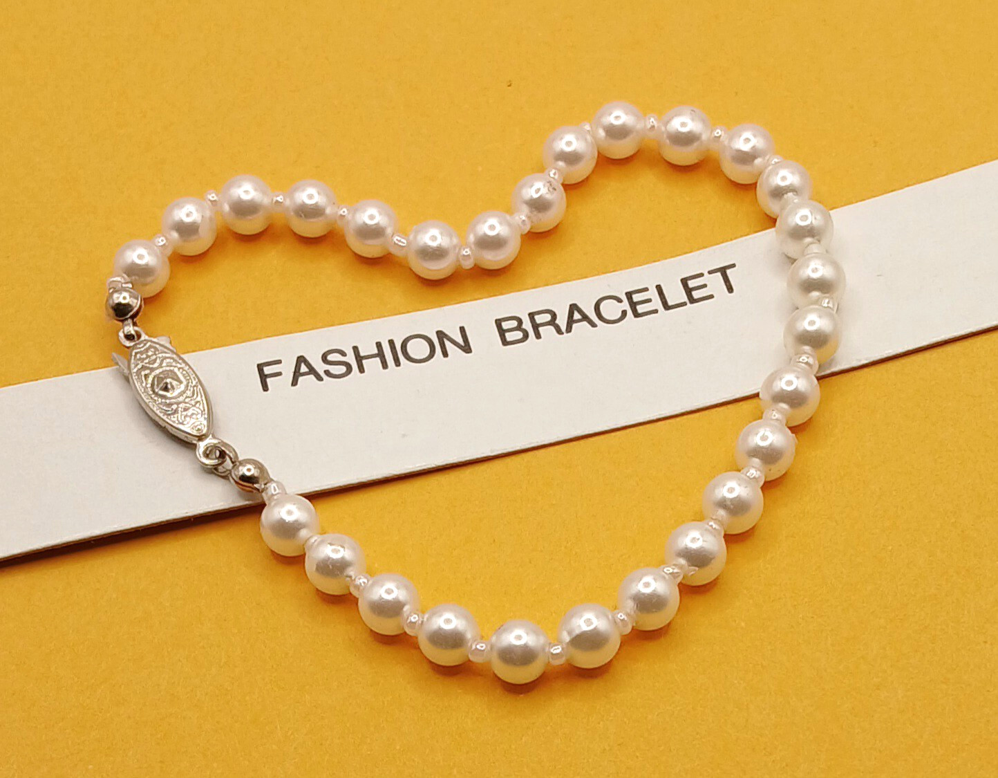 Faux White Pearl 8.5 in. Fashion Silver Tone Clasp Bracelet … #163