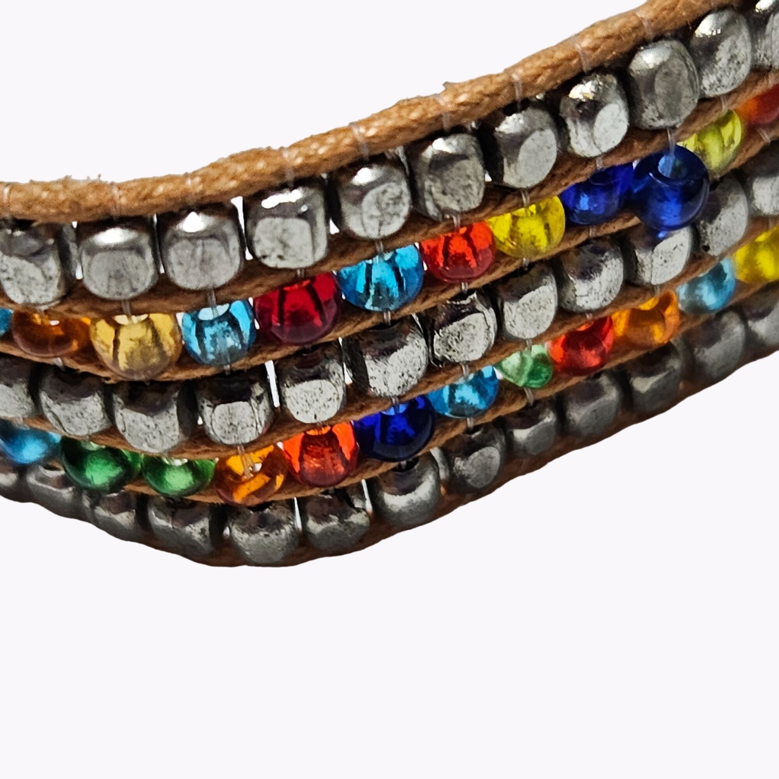 Handmade Boho Bracelet Faux Gemstone Stacked Layer Tie Fashion Jewelry Women