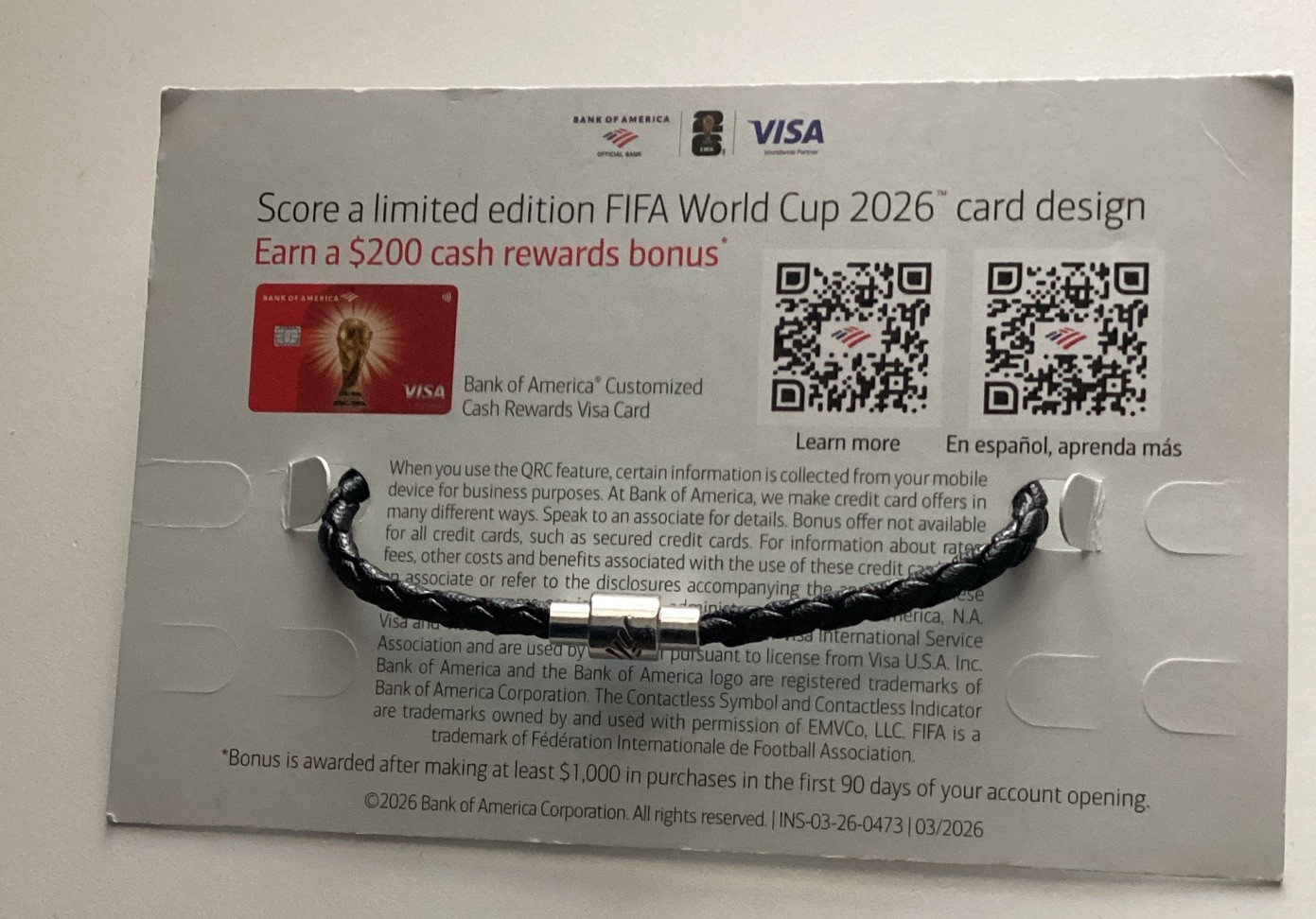 FIFA World Cup 26 Multicolor Cord Charm Bracelet w/ Trophy & Round of 16 (Spain)