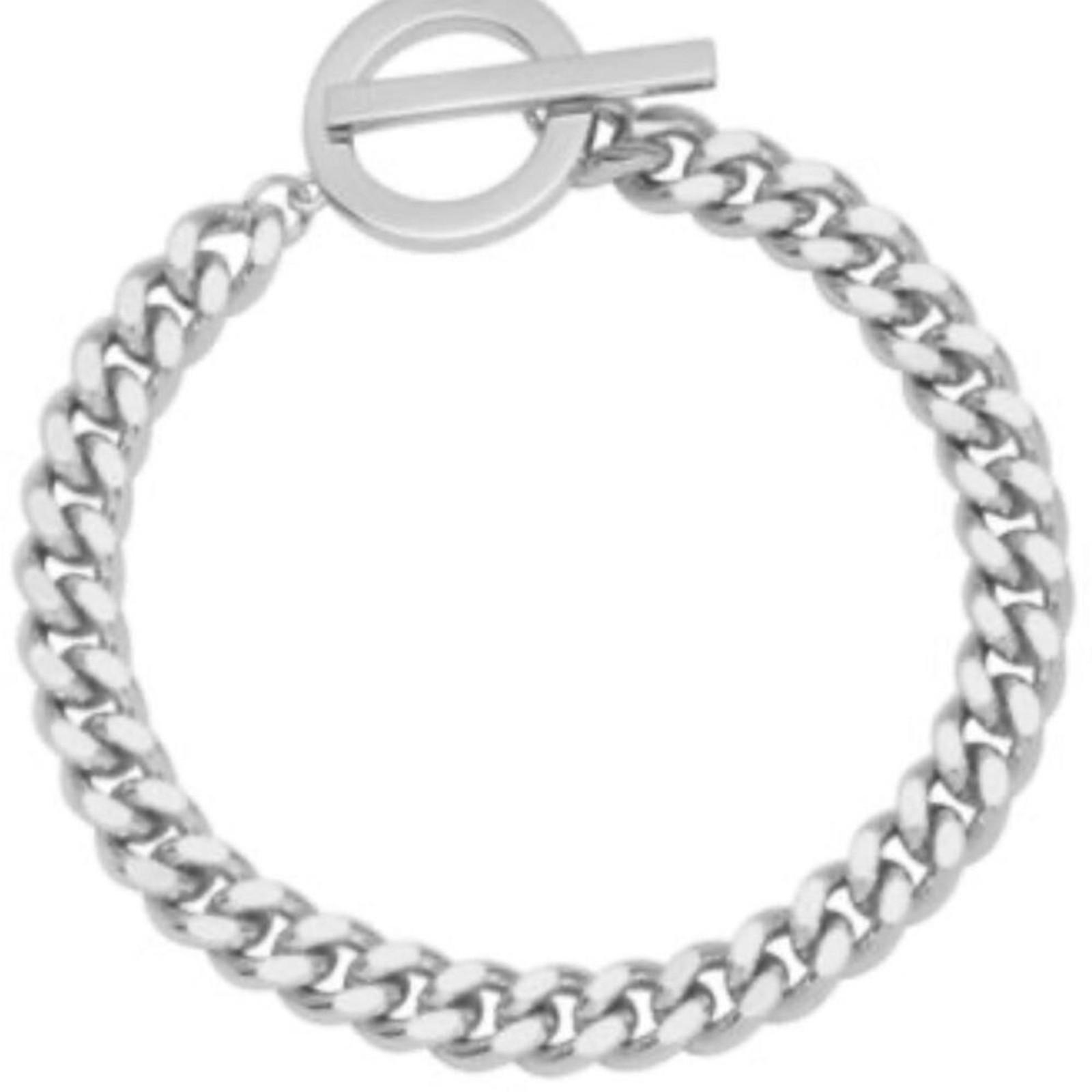And Now This Curb Chain Bracelet Silver Plated 7 Inch