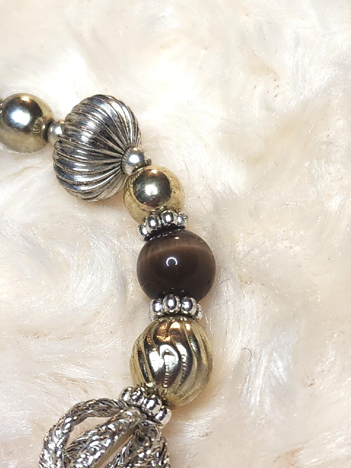 Brown Glass Beaded Stretch Bracelet