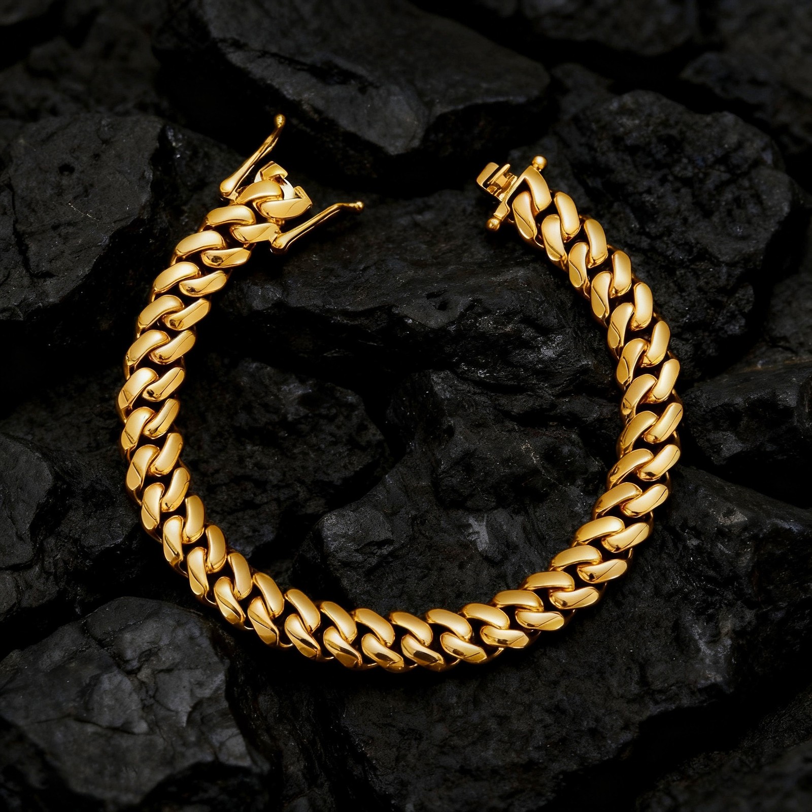 Miami Cuban Link Chain Hip-hop Bracelet Stainless Steel 14k Gold Plated 6-22mm