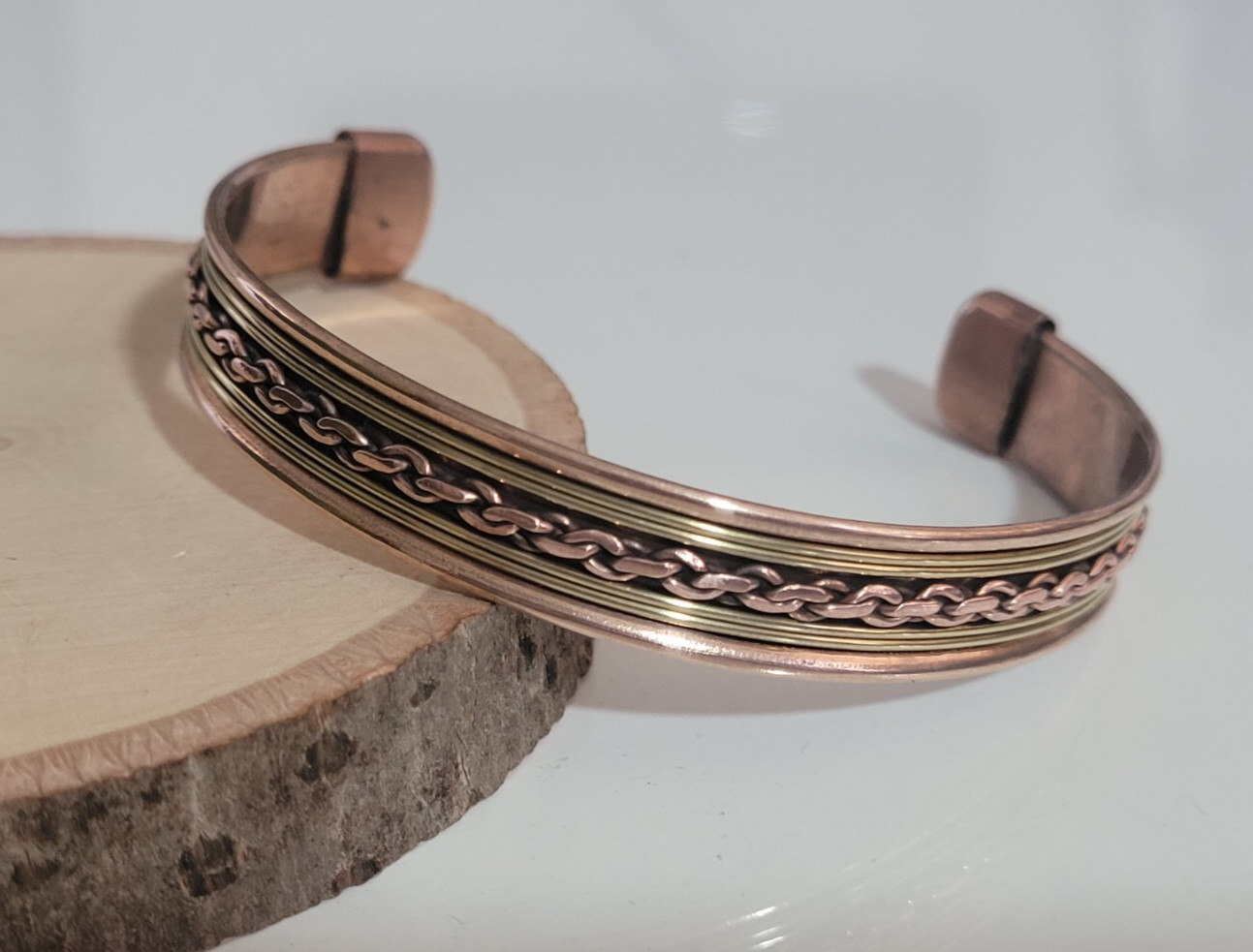 2 Pack Pure Copper Bracelet Solid Copper Arthritis Pain Relief Cuff Bangle Chain