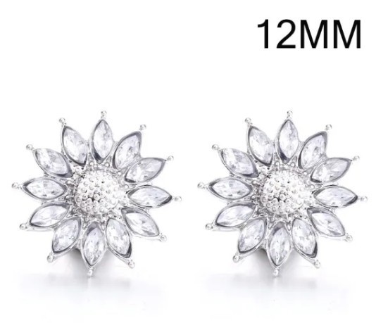 Snap Jewelry Mini 12mm Clear Rhinestone Flower fits Petite Ginger Style Charms