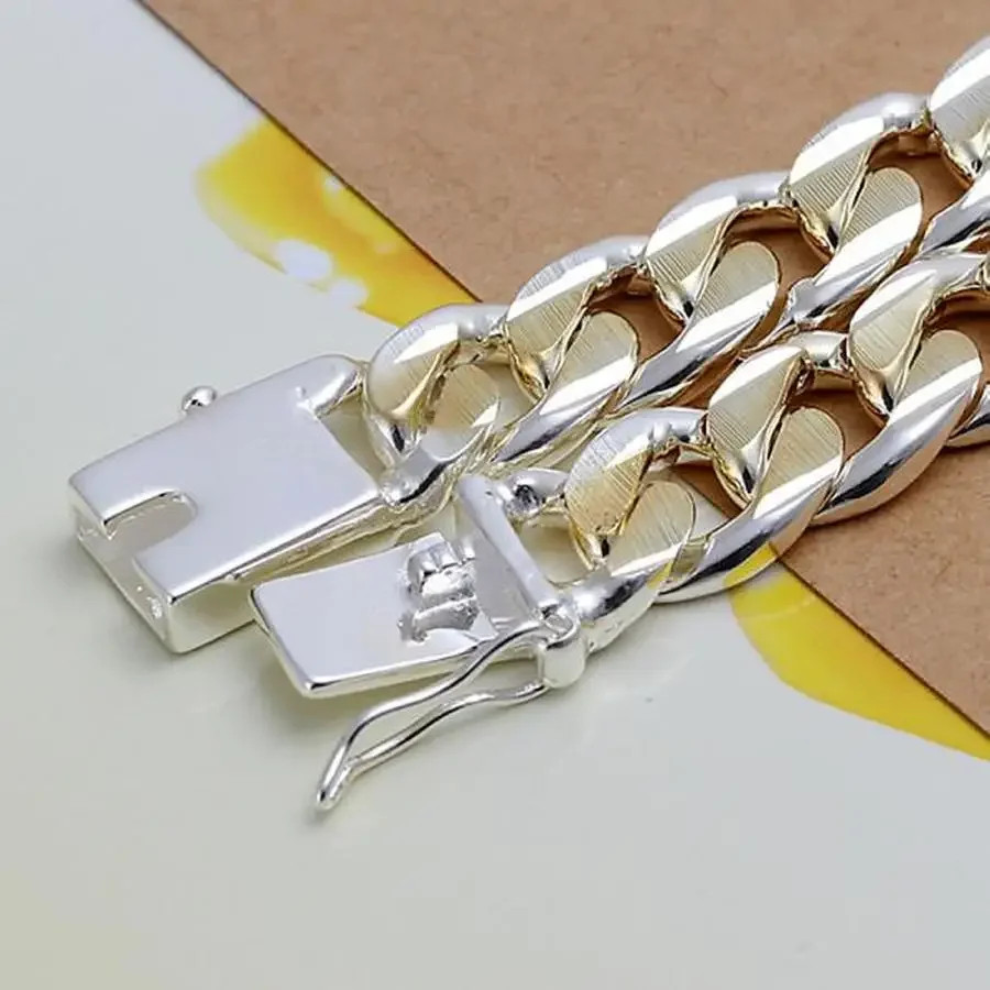 925 Sterling Silver Exquisite 10mm Chain Men Women Chain Noble Wedding Bracelet