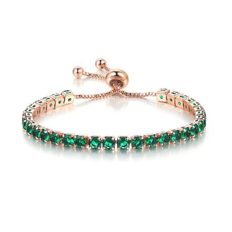 Cubic Zirconia Birthstone Tennis Bracelet in Solid Copper