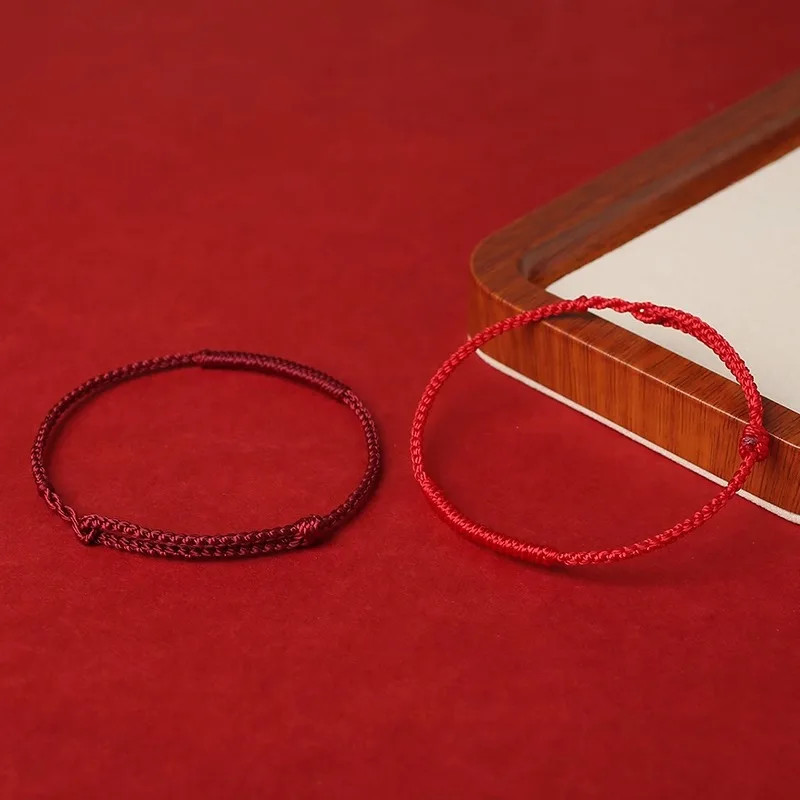 Handwoven Lucky Red Rope Bracelet Hand Made No Fading Adjustable Anklet Jewelry