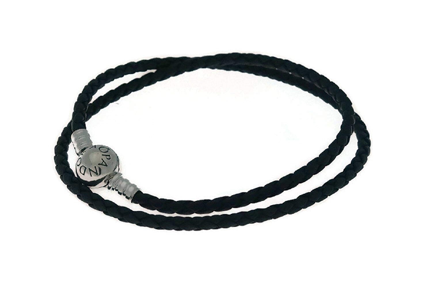 Authentic PANDORA 925 Braided Double Leather Charm Bracelet, Necklace 590745CBK