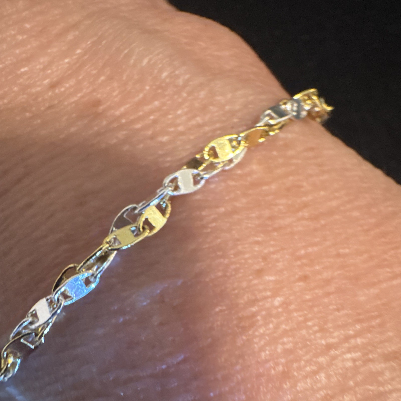 Gold & Silver Figure 8 Chain Link Bracelet, Spring Ring Clasp