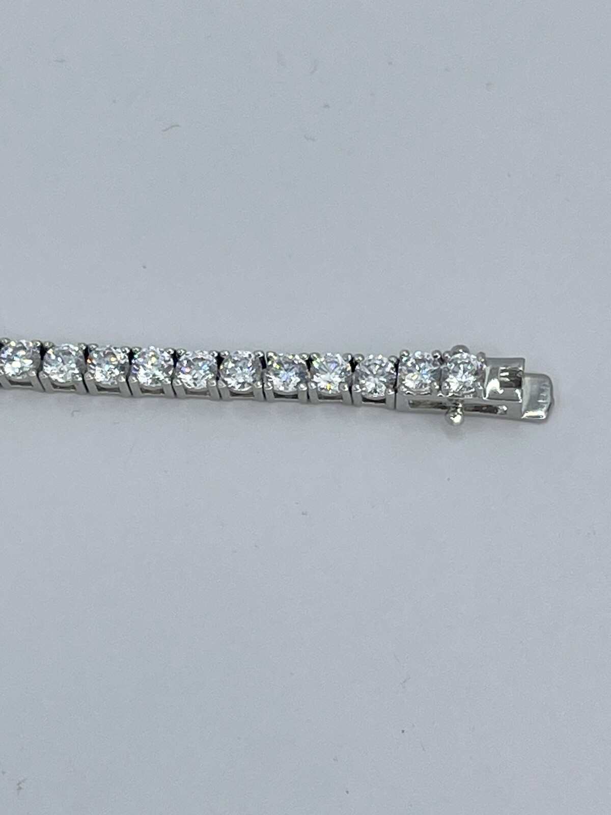 Tennis Bracelet 3mm Cubic Zirconia CZ white colorless silver tone 9″