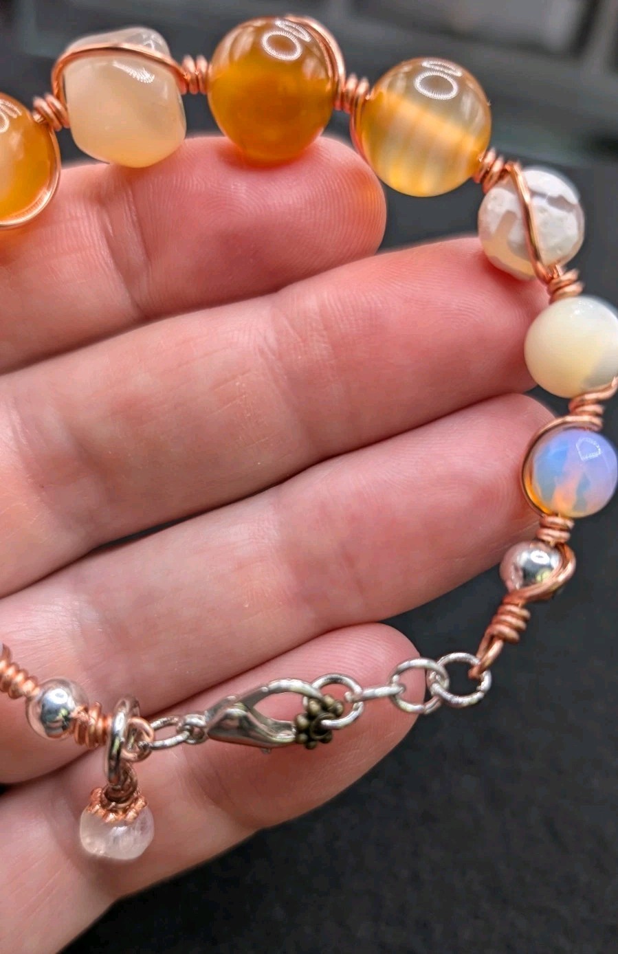 Stylish Boho Mixed Beaded Wire Wrapped Bracelet Clasp (17cm) S/M Wrist🧡🩷🩶🤍