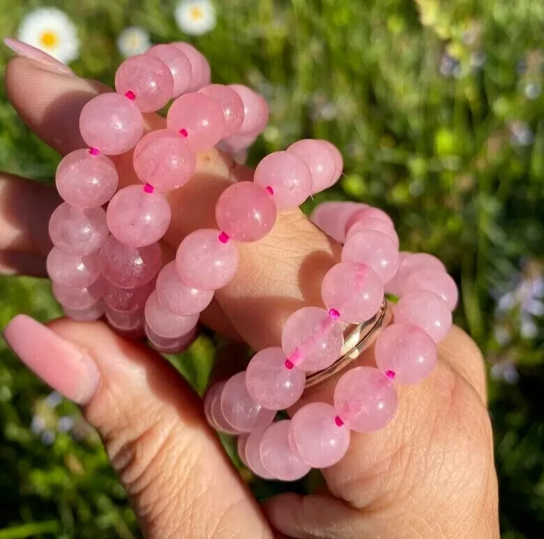 Natural Rose Quartz Stone Bracelet 8mm Beads Pink Crystal Women Bracelet Gift