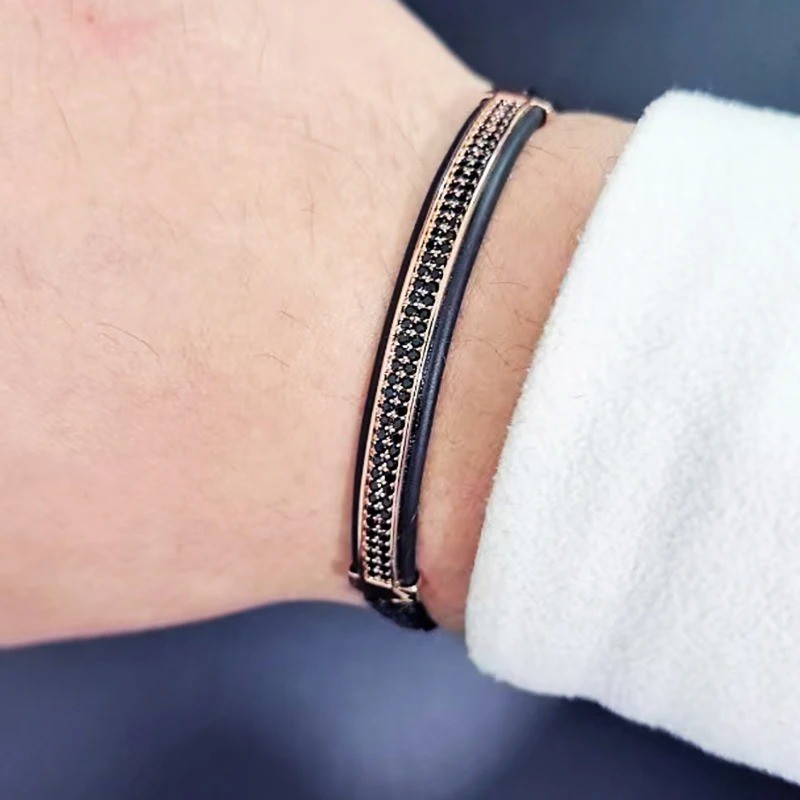 Luxury Punk CZ Bar Braided Man Bracelets For Women