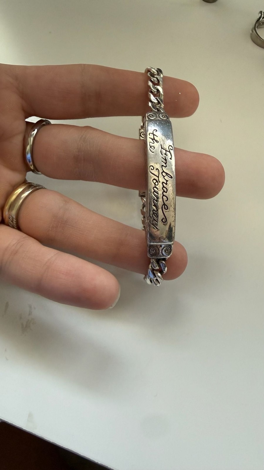 Brighton Embrace The Journey Engraved Cuban Link ID Bracelet