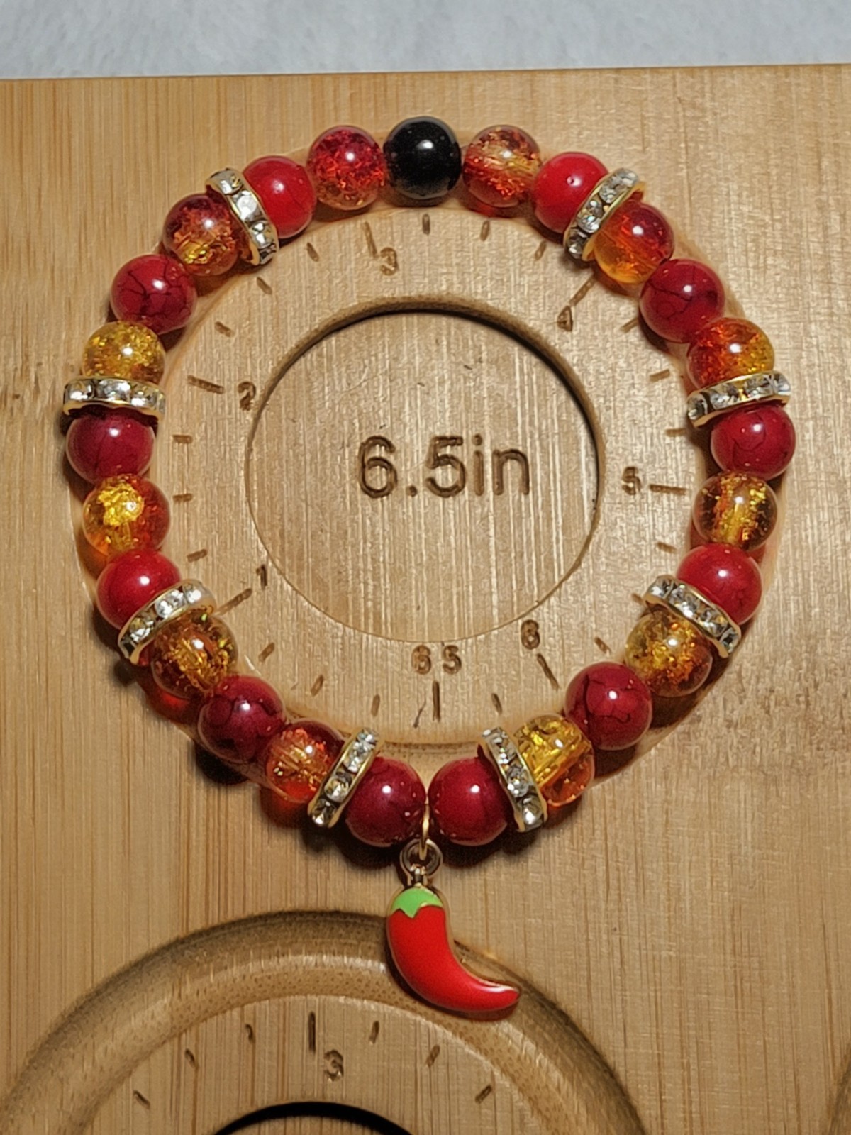 Wendy’s Western Charms Spice With Strength Chili Pepper Stretch Bracelet 6.5in