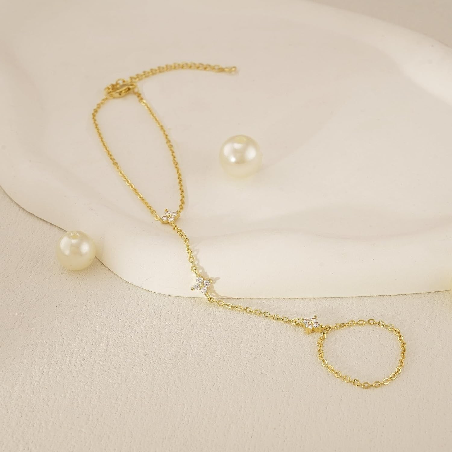 Bracelets for Women 14K Gold Silver Plated Ring Bracelet Hand Chain Dainty…
