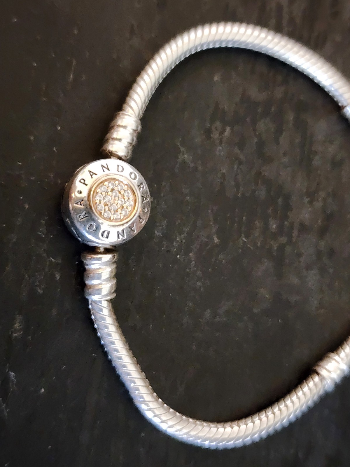 Authentic Pandora MOMENTS Logo Clasp Bracelet #590741CZ 6.5inch