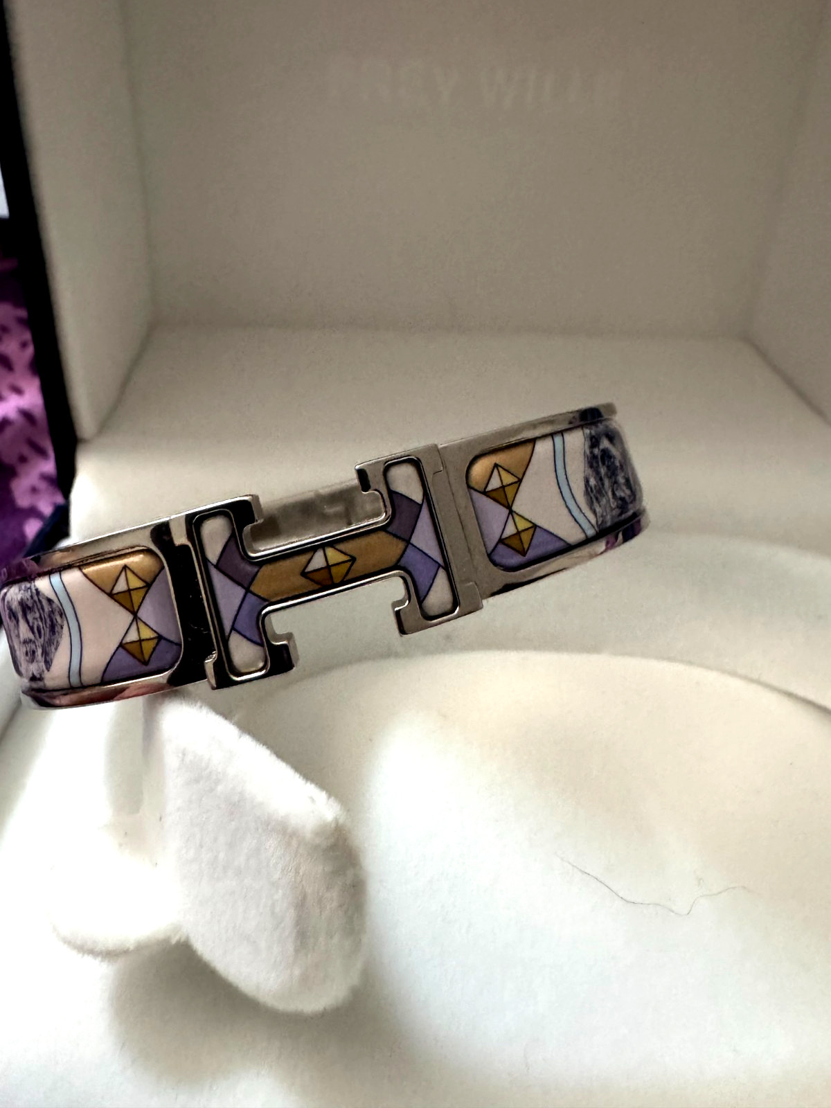 HERMÈS Enamel Clic H Colliers de Chien Four Dog Palladium PM Bracelet