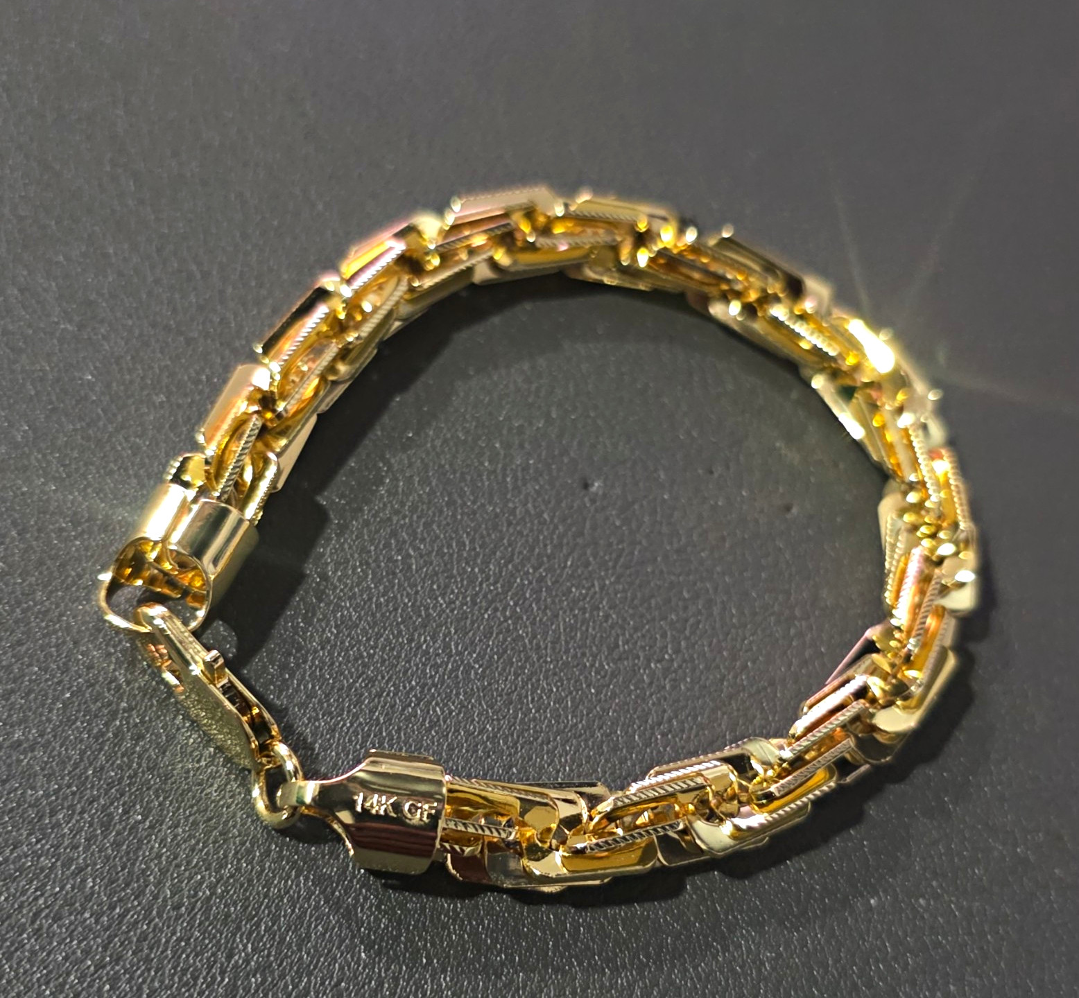14K Yellow Gold Filled Milano Bracelet Lobster Clasp, 8 in, Italy