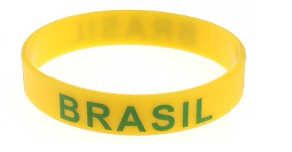 BRAZIL Wristband Bracelet Silicone Rubber National Country Flag Unisex Sport Fan