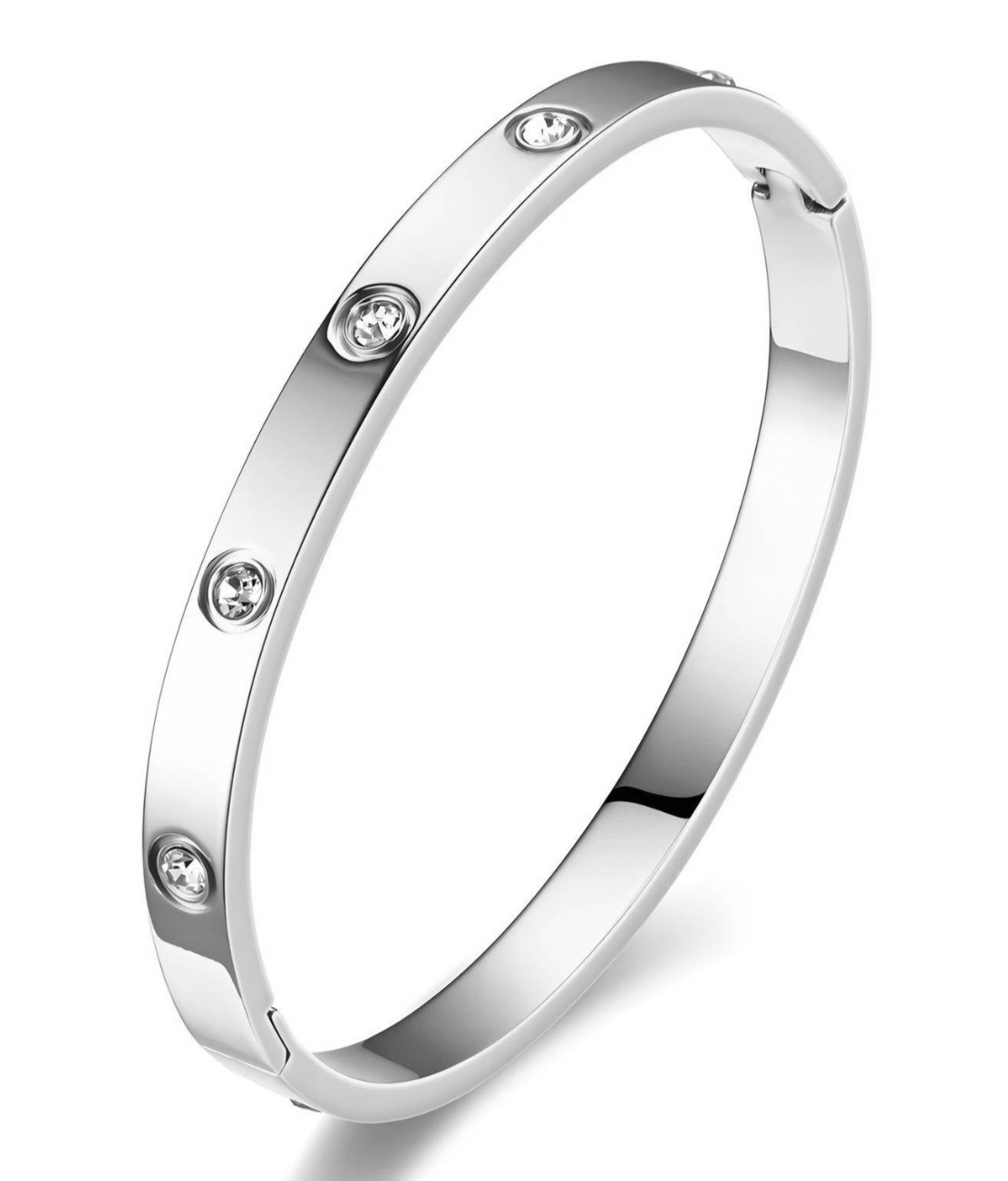 Silver Plated Bracelet Bangle Chain Charm Cuff Over Stainless Steel