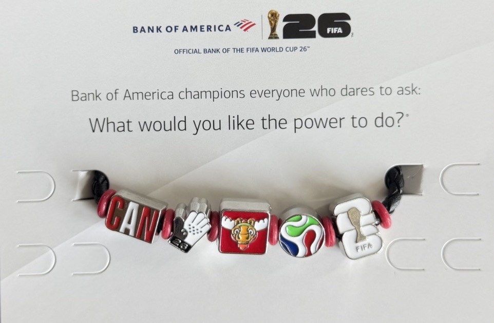 Bank of America FIFA World Cup 26 braided RARE CANADA Charm Bracelet
