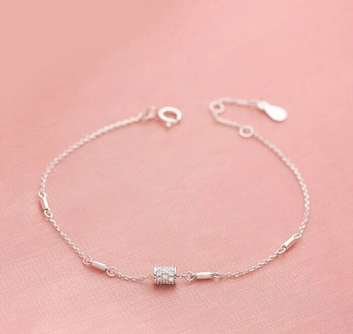 0.60 CT Round Cut Simulated Diamond Women’s Chain Bracelet 14k White Gold Plated