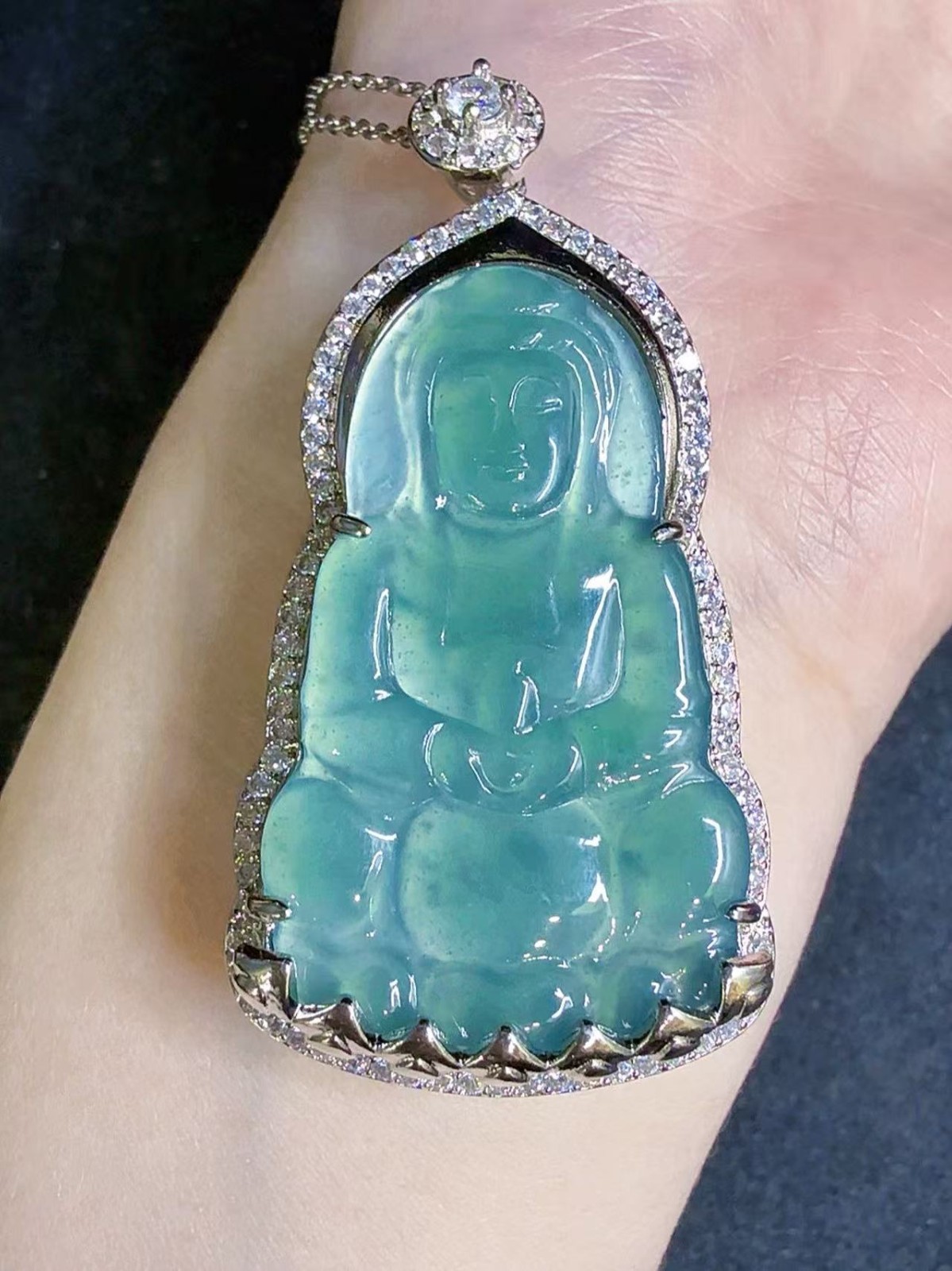 Natural grade A jadeite sky blue pendant